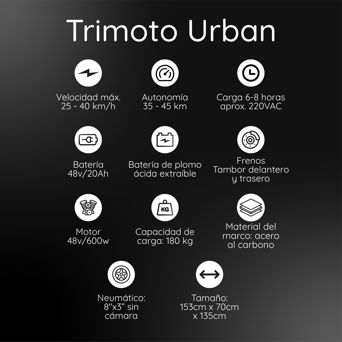 Trimoto Eléctrica Moveen Urban Negro