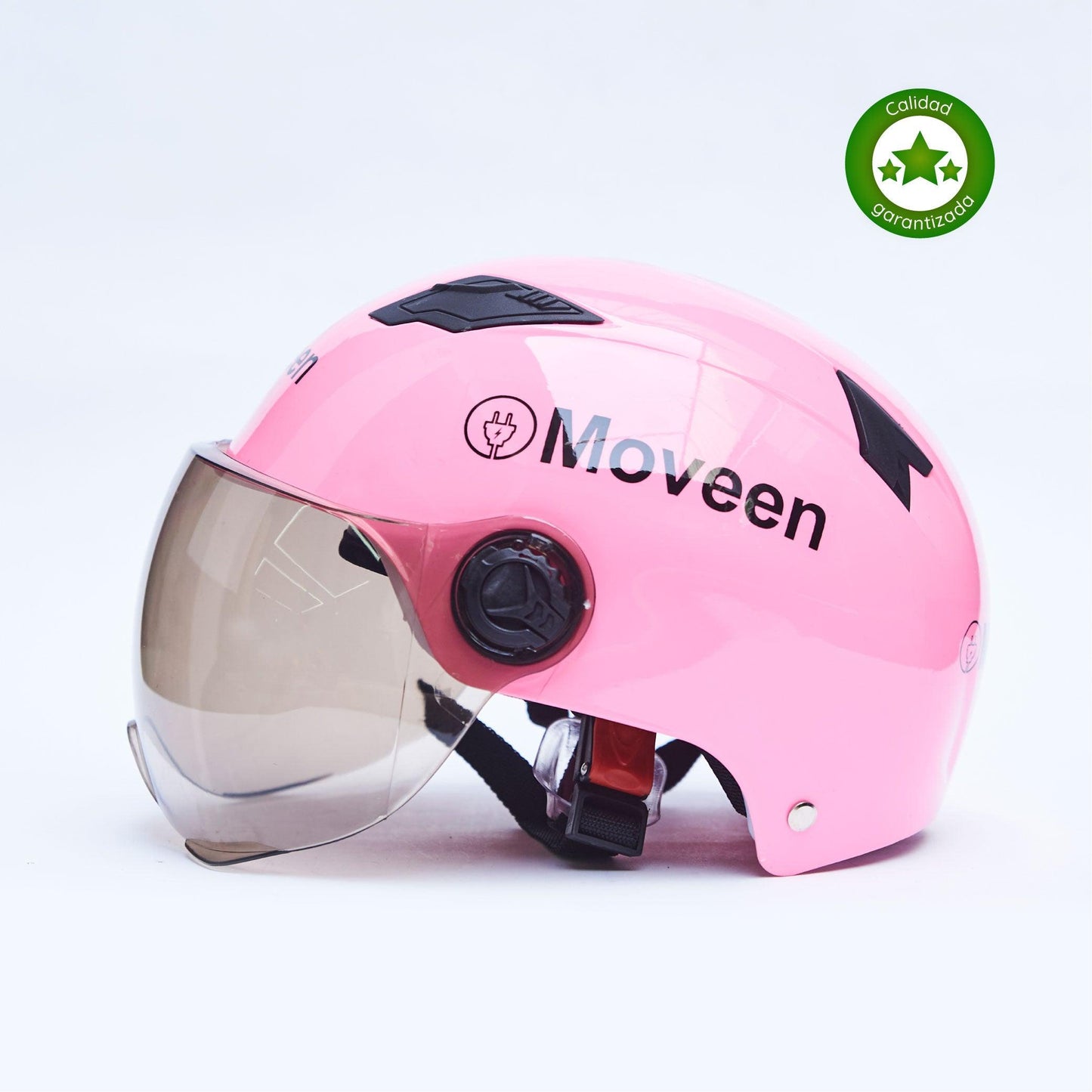 CASCO RETRO CON VISOR COLOR ROSADO