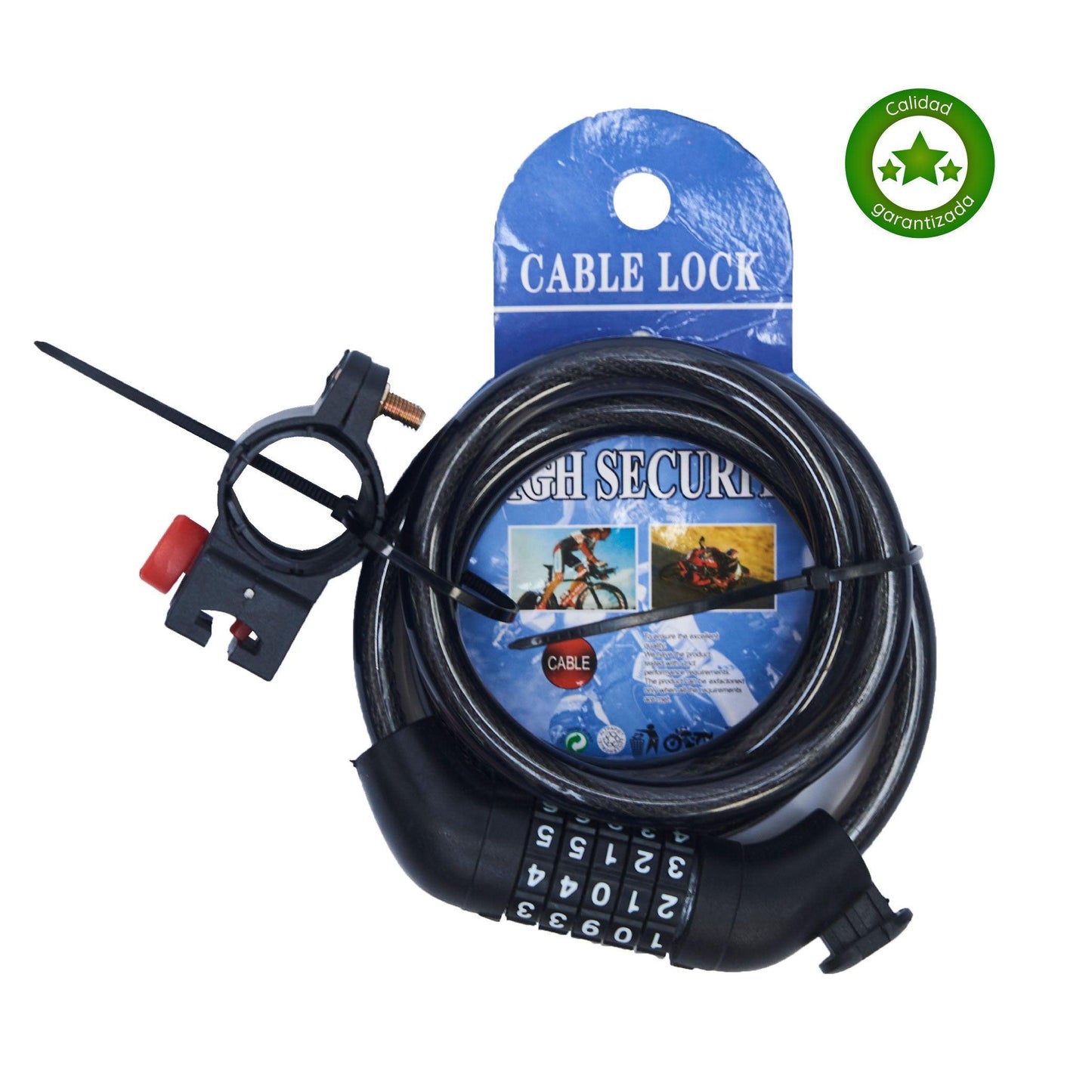 Cable Candado Bloqueo de Bicicleta con Clave Negro Moveen
