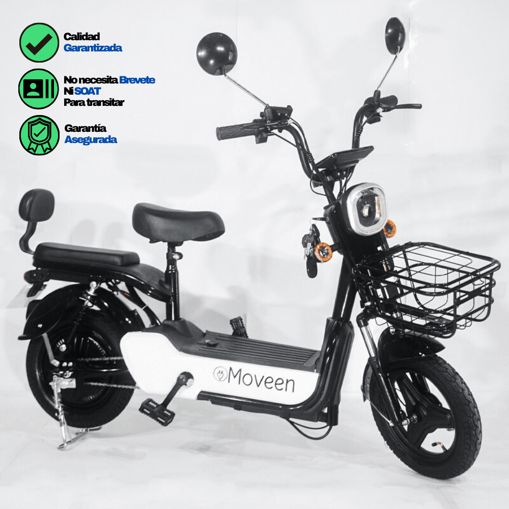 BICIMOTO ELÉCTRICA MOVEEN MED URBAN 2 BLANCO CON NEGRO EDICION LIMITADA