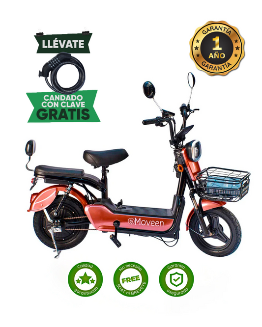 Bicimoto Eléctrica Moveen Med Urban 2 Golden Rose +  candado con clave de regalo