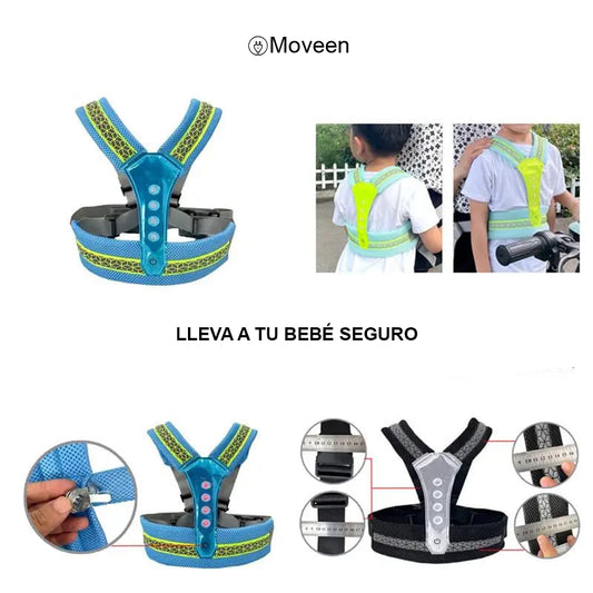 Cinturon de Seguridad LED para Niños Motos Moveen Negro