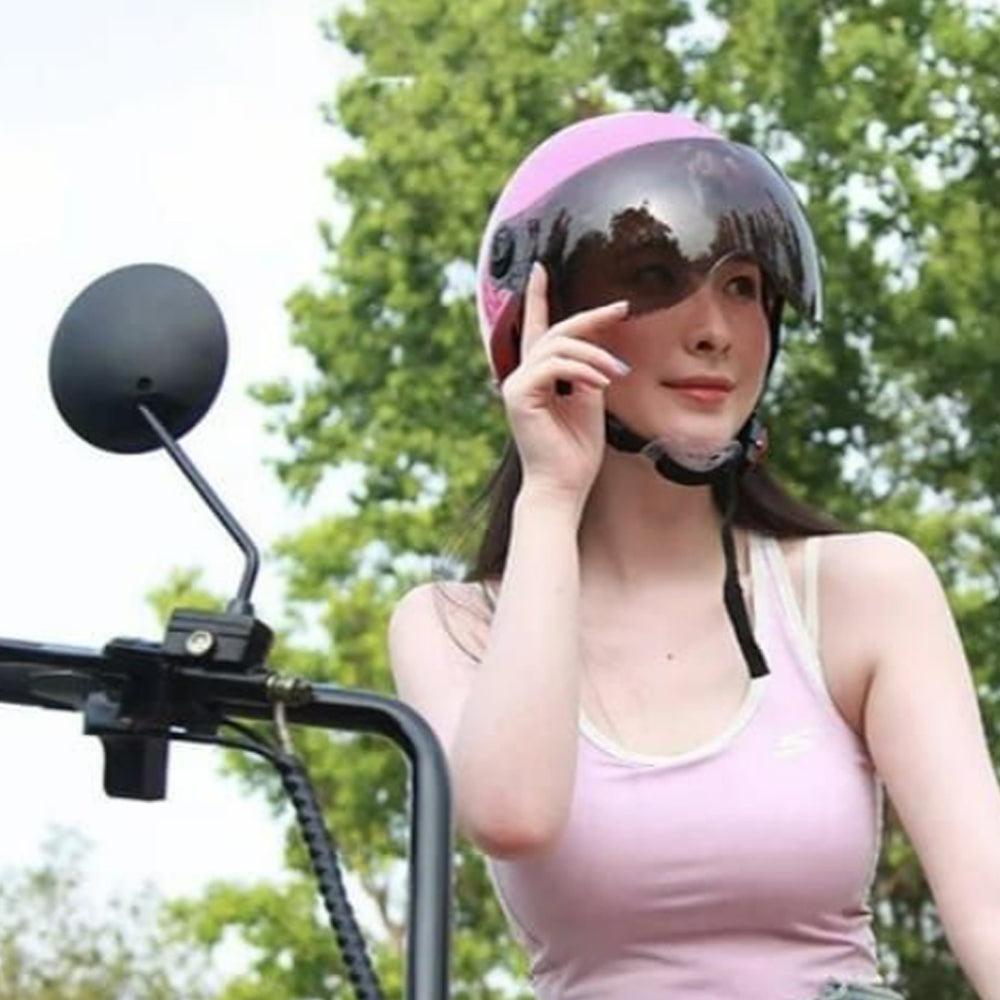 CASCO RETRO CON VISOR COLOR NEGRO